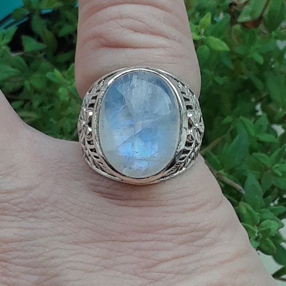 NWT GENUINE 20+ SRI LANKAN Rainbow Moonstone Ring - Picture 8 of 8